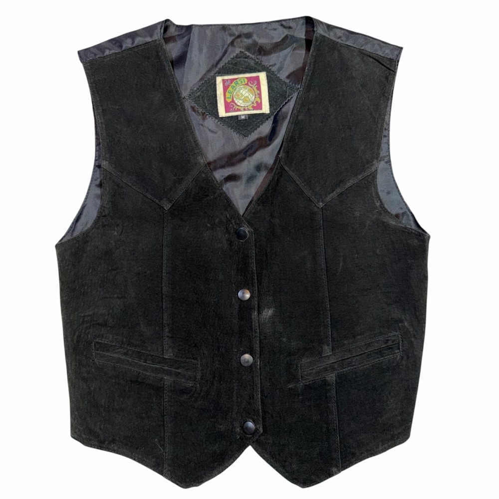 Learsi black leather suede vest.‎ Size M.